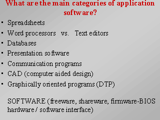 software categories by applications
